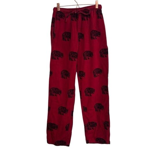 Flyshacker Bear Print Fleece Cotton Pajama Pants Red Size XS - Picture 1 of 6